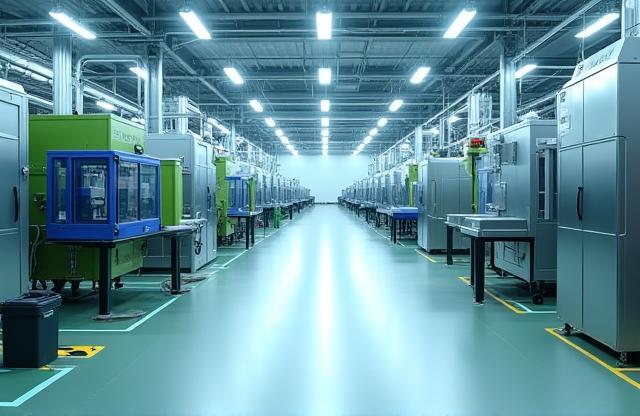 Manufacturing floor with complex machinery
