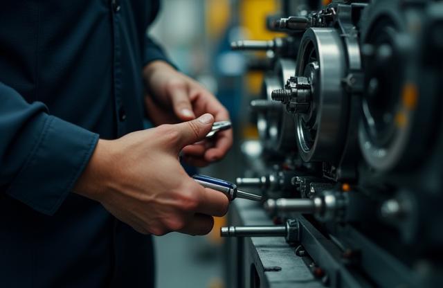 Technician inspecting industrial equipment